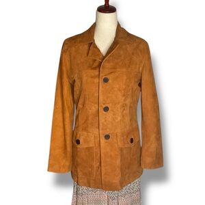 Camel Suede Collared Blazer New Custom Made